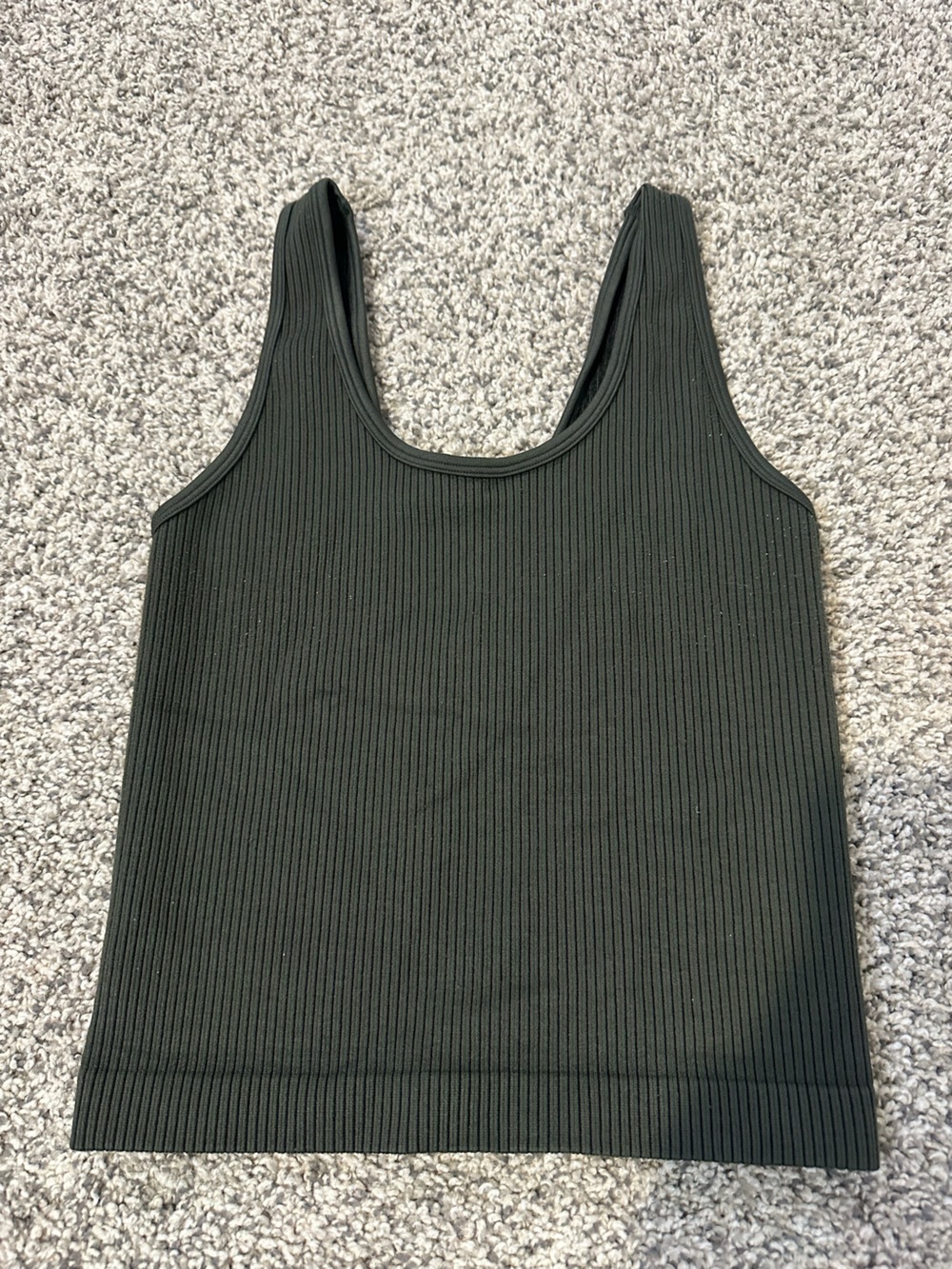 a new day Dark Green Ribbed Tank Top